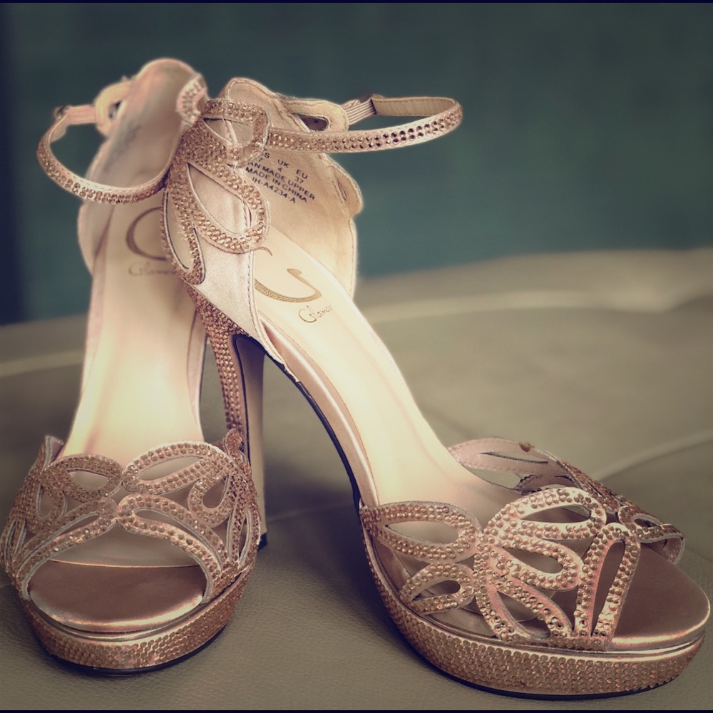 Champagne high heels.